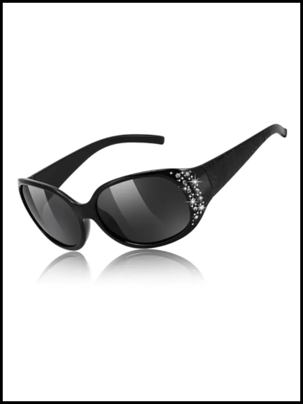 Wrap Around Polarized Sunglasses Rhinestone Design UV400 Protection